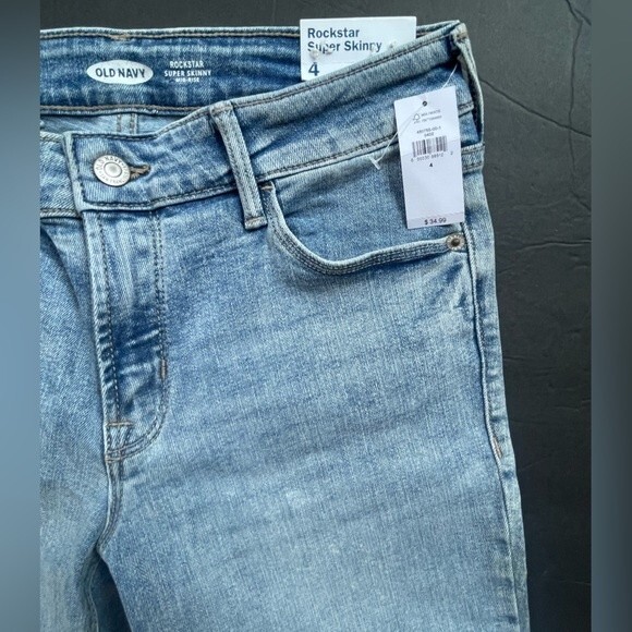Old Navy Women's Sz 4 MidRise Rockstar Super Skinny Jeans Stretch Light Blue - Picture 11 of 12